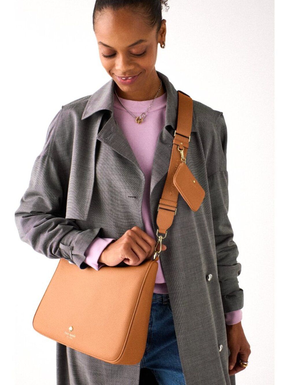 New Kate Spade Emma Large Crossbody Pebbled Leather Bungalow